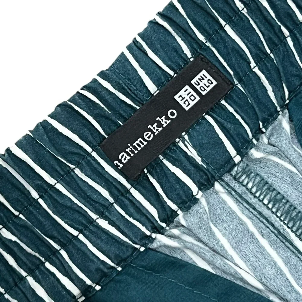 Women’s Uniqlo Green & White Striped Cotton Pants 2010s - Picture 2 of 8